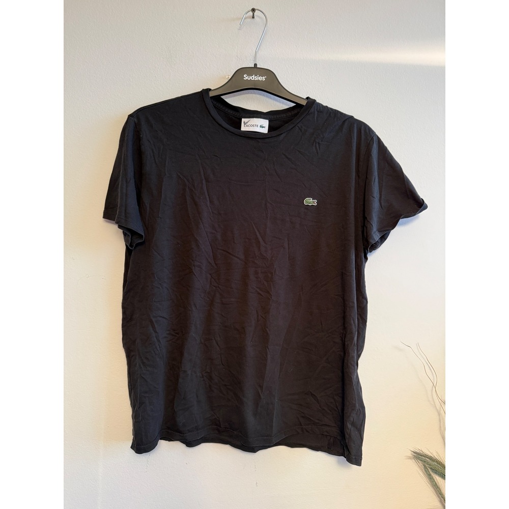 Lacoste Mens Pima‎ Cotton Regular Fit T-Shirt Black XL FR 6 Short Sleeve Tee